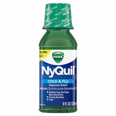 VICKS NYQUIL COLD & FLU NIGHTTIME RELIEF LIQUID 8OZ BOTTLES 1CT